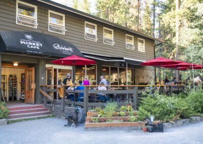 Black Swift Bistro Patio and entrance at Johnston Canyon in Banff National Park