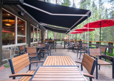 Black Swift Bistro Patio and entrance at Johnston Canyon in Banff National Park