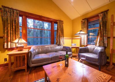 Cabin living room at Johnston Canyon Lodge and Bungalows in Banff National Park