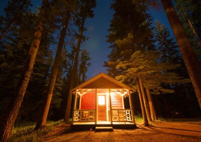 Cabin at Johnston Canyon in Banff National Parks at night